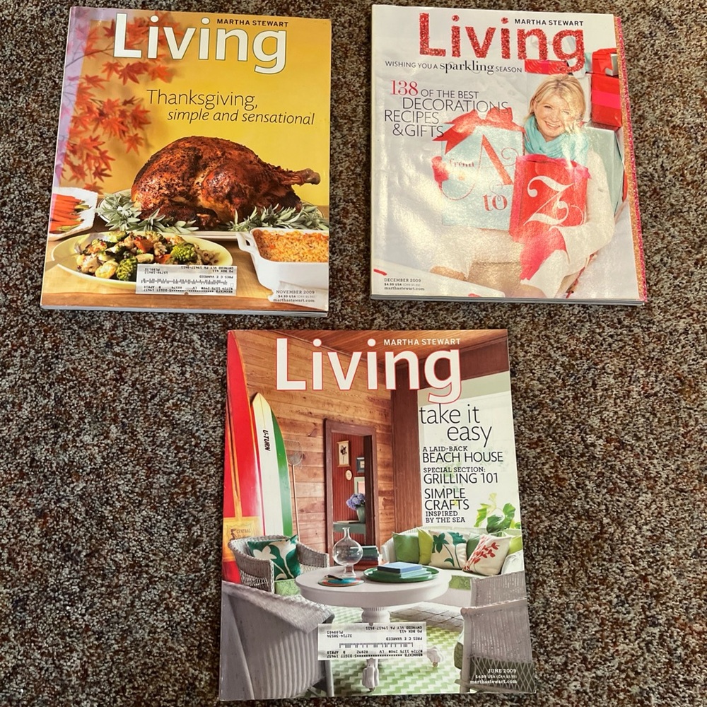 Martha Stewart LIVING Magazines - Year 2009 Lot of 3 Vintage